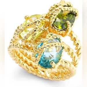 NWOT Charter Club Stone Trio Rope Ring in Gold Plate, Created for Macy's, Size